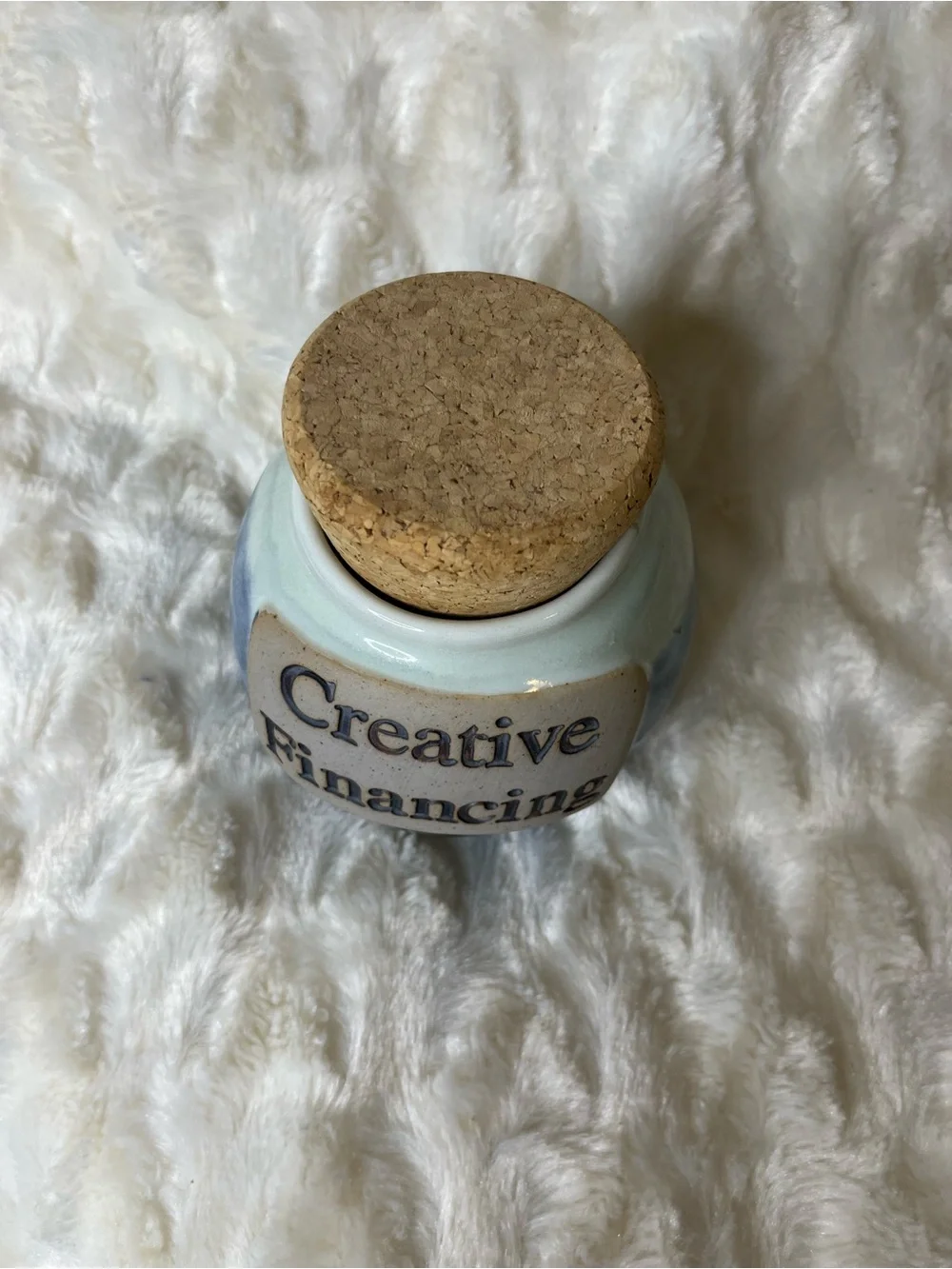 Vintage Creative Financing Pottery Jar with Cork Lid